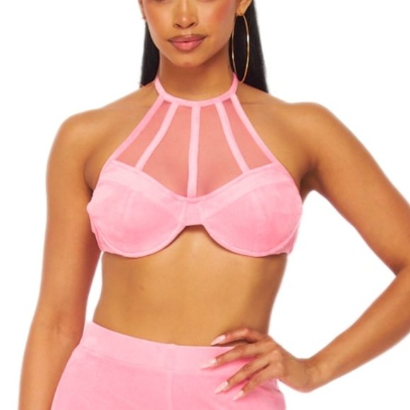 Hot & Delicious - Pink Fantasy Velour Halter Top - Picture 2 of 4